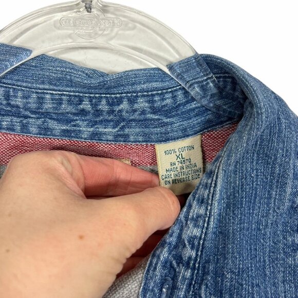 Men’s Vintage RedHead Polo Shirt Striped Denim Collar Size XL - Picture 3 of 4